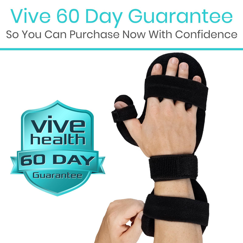 Vive Resting Hand Splint - Stroke Recovery Support Brace for Straightening Fingers - Right & Left Wrist Night Immobilizer - Patient Rehabilitation Tools Tendonitis, Arthritis, Carpal Tunnel Relief