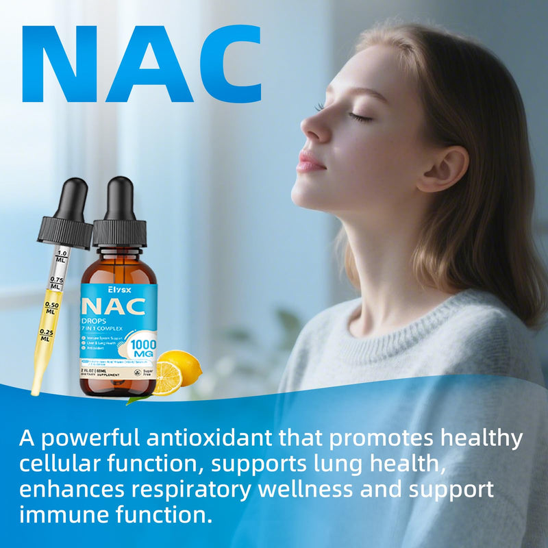 [Australia] - Liquid NAC Drops 1000MG, NAC Supplement N-Acetyl Cysteine with Alpha Lipoic Acid for Adults & Kids, Immune System & Antioxidant Support, Liver & Lung Health, Natural Lemon Flavor, Sugar Free, 2FL OZ 