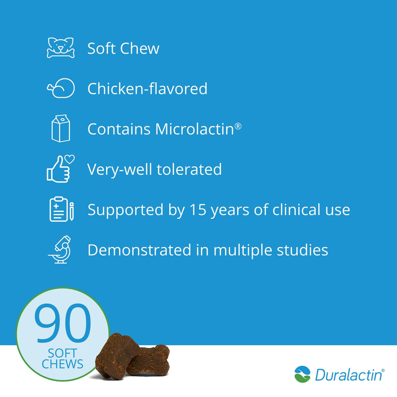 PRN Pharmacal Duralactin Canine Soft Chews - Joint Health Supplement for Dogs & Puppies to Help Reduce Chronic Soreness - Canine Chews Containing Dried Milk Protein - Chicken-Liver Flavor - 90 Chews - PawsPlanet Australia