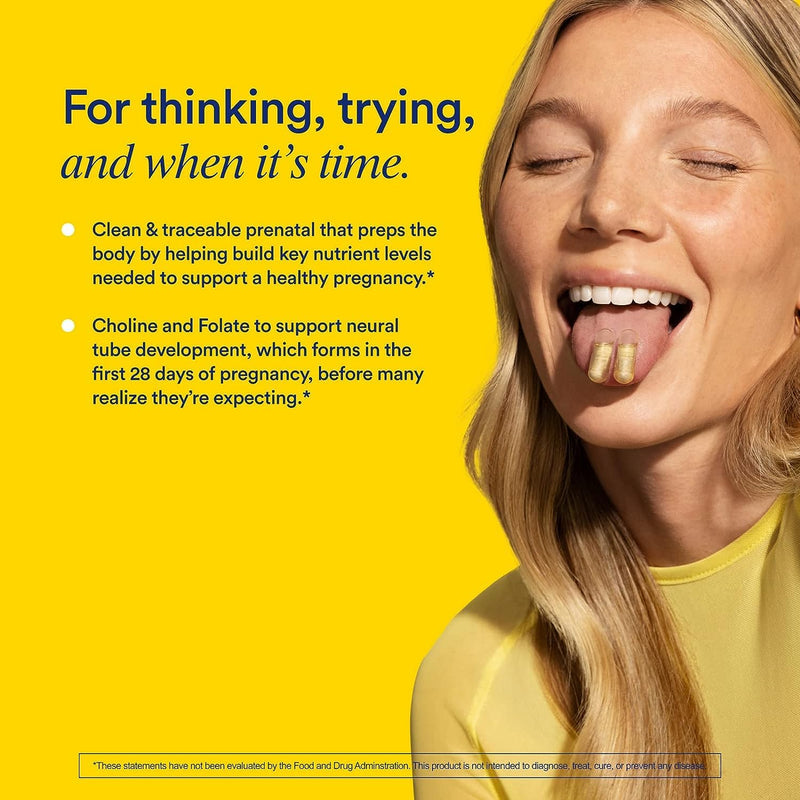 [Australia] - Ritual Essential for Women Prenatal Multivitamin: Folate & Choline for Neural Tube Support, Omega-3 DHA for Fetal Brain Development, Iron, Calcium-Helper D3 & K2, Non-GMO, Vegan, Citrus, 30 Days 