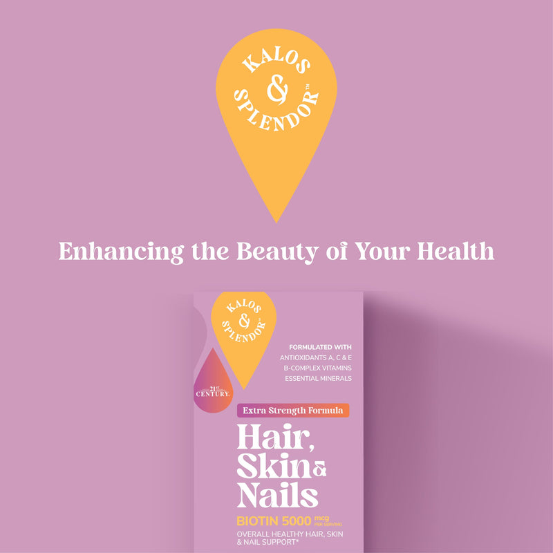 21st Century Hair, Skin and Nails Extra Strength Tablets, 90 Count (27847) | Extra-Strength Hair, Skin & Nails Formula with Biotin & Vitamins A, C & E, Beauty Support