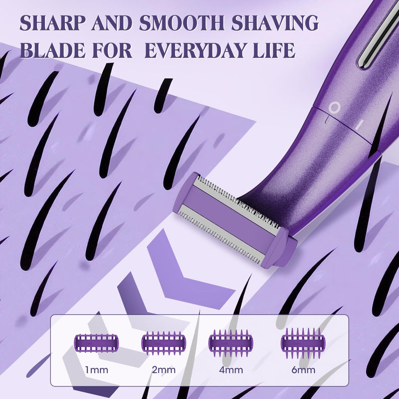 [Australia] - Electric Razor for Women,6 in 1 Women's Bikini Trimmer Shaver for Women & Men Pubic Hair, Private Area, Legs, Eyebrow,Face, Nose, Eyebrow, Body Hair Removal IPX5 Waterproof Wet & Dry 