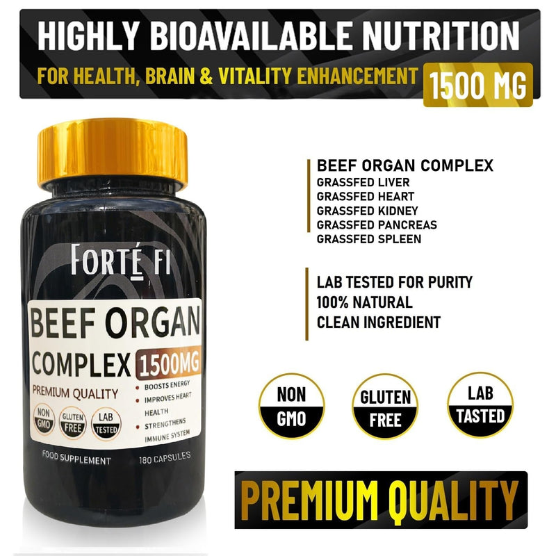 Halal Beef Organ Complex 1500MG – Beef Liver Capsules Grass Fed Organic – Liver Support Supplements with Heart, Kidney, Pancreas & Spleen – Beef Organ Supplements for Carnivore Diet