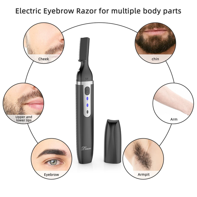 [Australia] - Eyebrow Trimmer and Facial Hair Remover, Rechargeable Hair Removal Women's Electric Shaver Razor for Peach Fuzz Chin Cheek Upper Lip (Black) Black 