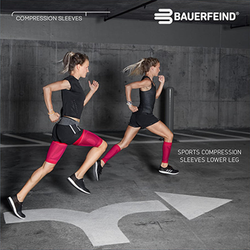 [Australia] - Bauerfeind Sports Compression Lower Leg Calf Sleeves (1 Pair) - Gradient Compression for Improved Blood Circulation in Legs - Air Knit Fabric Breathable, Durable, Washable (Black, Medium/Short) 