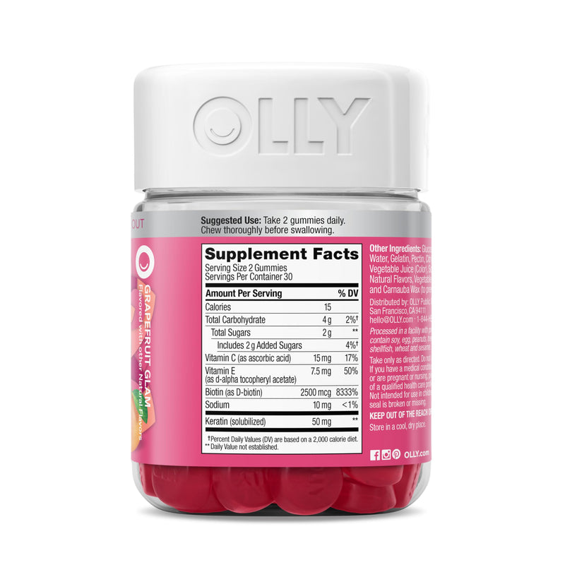 OLLY Hair Skin and Nails Gummies, Undeniable Beauty, Biotin - 60 Count 60 Count (Pack of 1)