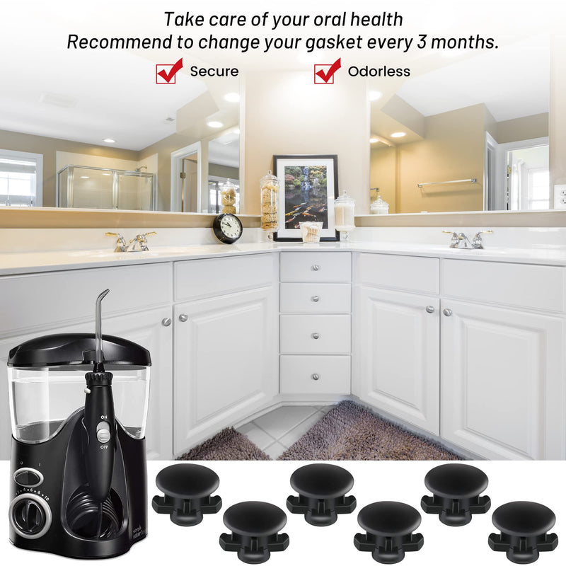 [Australia] - Replacement Tank Valves 6 Pack Compatible with Water Flossers WP900, WP112, WP250, WP300, Ultra, Nano, Traveler, VAVA, H2o (Black) Black 