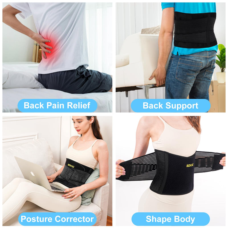 Back Brace for Men and Women Lower Back, Lumbar Support Belt Relieve Lower Back Pain with 8 Reinforce Bones,Scoliosis, Sciatica,Herniated Disc,Back Brace for Lifting at Work 04 Black-L Large