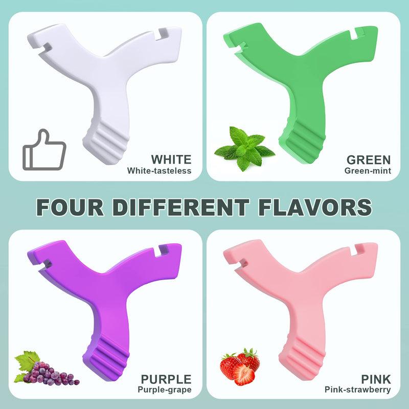 [Australia] - Chewies for Invisalign Aligner, DLENP 4 PCS Y-Shaped Chewies for Aligner Trays Seater Orthodontic Munchies for Invisalign (Unflavored,Strawberry, Mint, Grape) White, green, purple, pink 