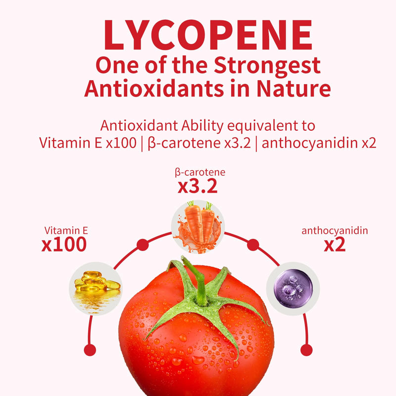 [Australia] - Lycopene Supplement 100mg, Natural Tomato Extract with Reishi Mushroom 200mg, Mushroom Capsule for Immune Health, Gluten-Free, Non-GMO, Vegan, 60 Rapid Release Capsules 