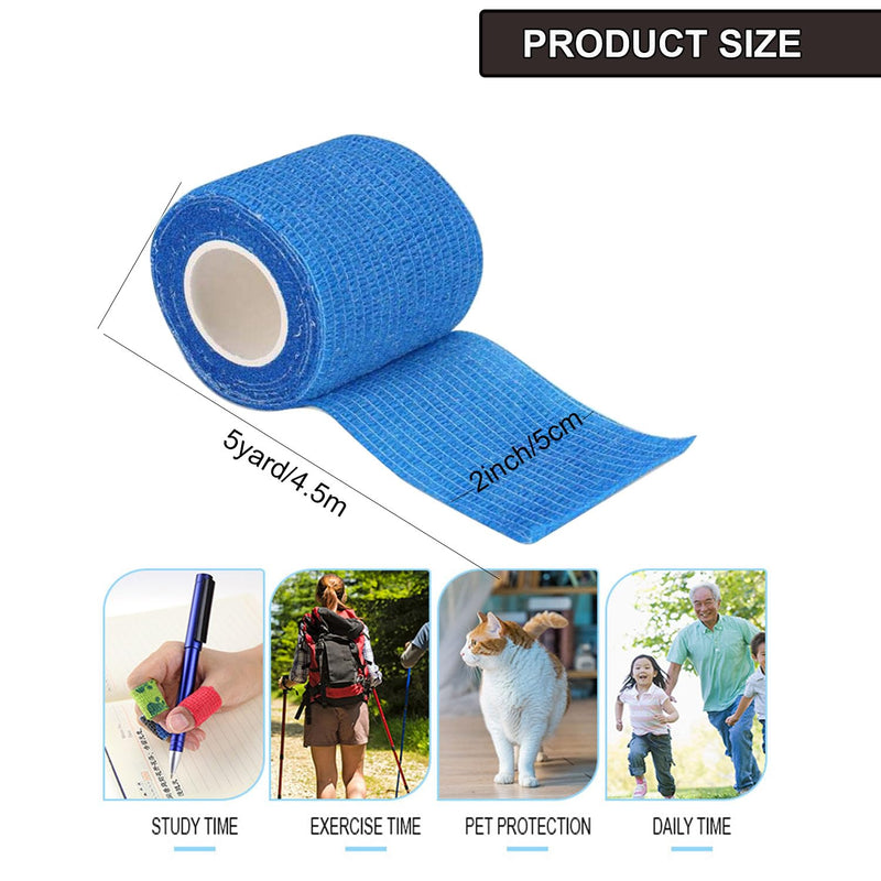 [Australia] - Self-adhesive bandage 12 rolls, 5 cm x 4.5 m plaster roll bandage material, elastic bandage bandage fixing bandage adhesive bandage self-adhesive for sports, wrist vet wrap cat dog horse (black) 12 rolls black 