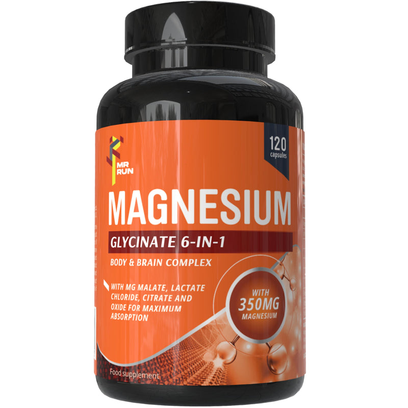 Magnesium Glycinate 6-in-1 Complex for Body & Brain | Magnesium Supplement Tablets with Citrate, Malate, Oxide, Chloride for Maximum Whole-Body Benefits | 120 Capsules, 2 Months' Supply
