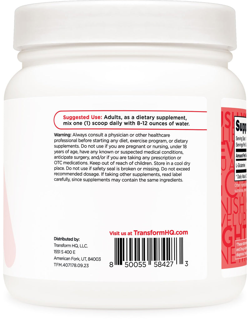 [Australia] - TransformHQ L-Glutamine Powder 500g (Strawberry Lemonade) - Gluten Free, Non-GMO Strawberry Lemonade 