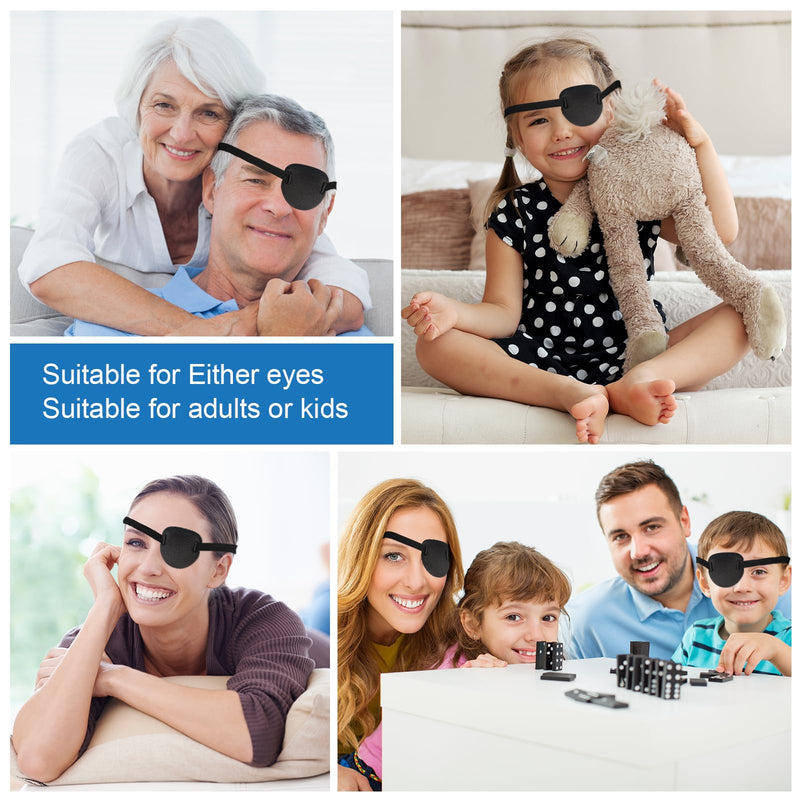 [Australia] - 2 Pcs Eye Patches for Adults and Kids,3D Adjustable Eyepatch for Right or Left Eye,One Eye Cover for Lazy Eye,Pirate Costume(Black) Normal Black 