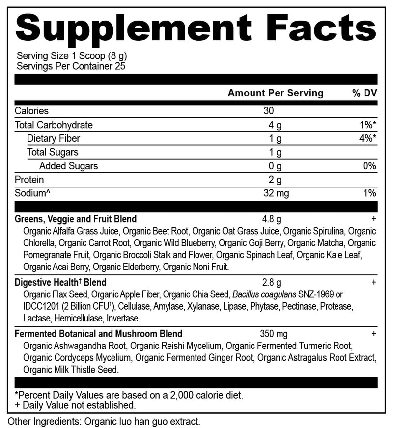[Australia] - Ancient Nutrition Super Greens Powder, Organic Superfood Powder with Probiotics Made with Spirulina, Chlorella, Matcha, and Digestive Enzymes, 25 Servings, 7.05oz 