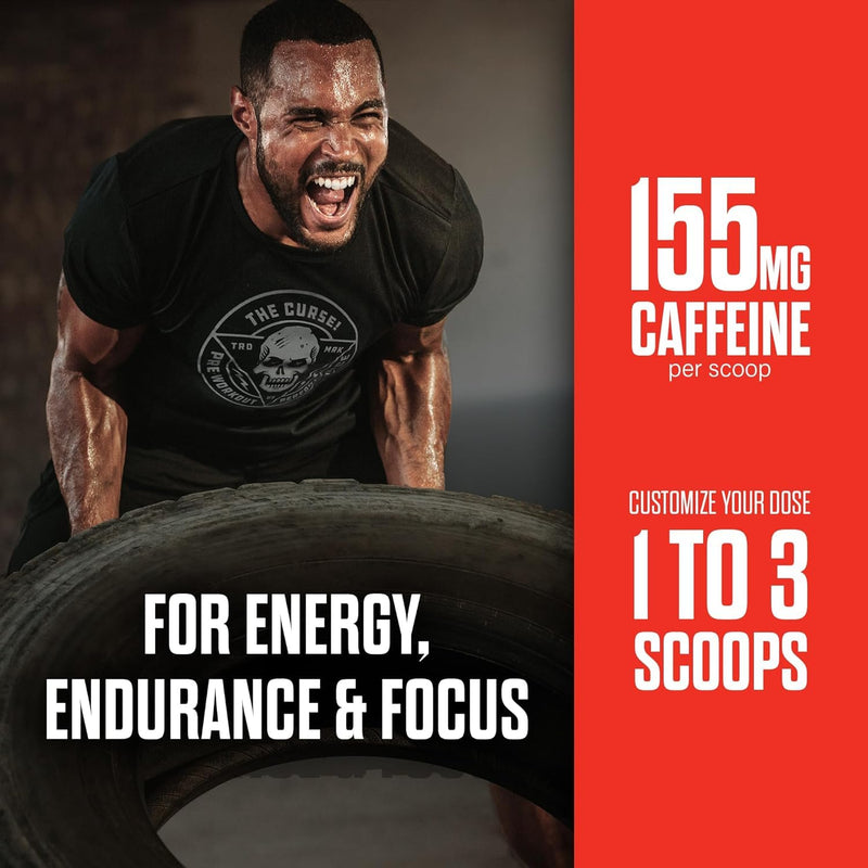JNX The Curse! Pre Workout Powder - Orange Mango 50 Servings | Preworkout: Boost Strength, Energy + Focus for Men & Women | Caffeine, Beta-Alanine, Creatine & L-Citrulline (150 g, Cherry Limeade) 150 g