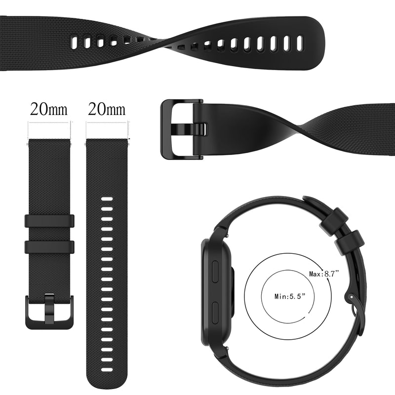 [Australia] - Bands Compatible with Garmin Venu/Venu Sq/Venu Sq Music/Venu Sq 2/Venu 2 Plus Band, Soft Silicone Quick Release Straps 20MM Replacement Wristband (Multicolor10-Pack) Black 