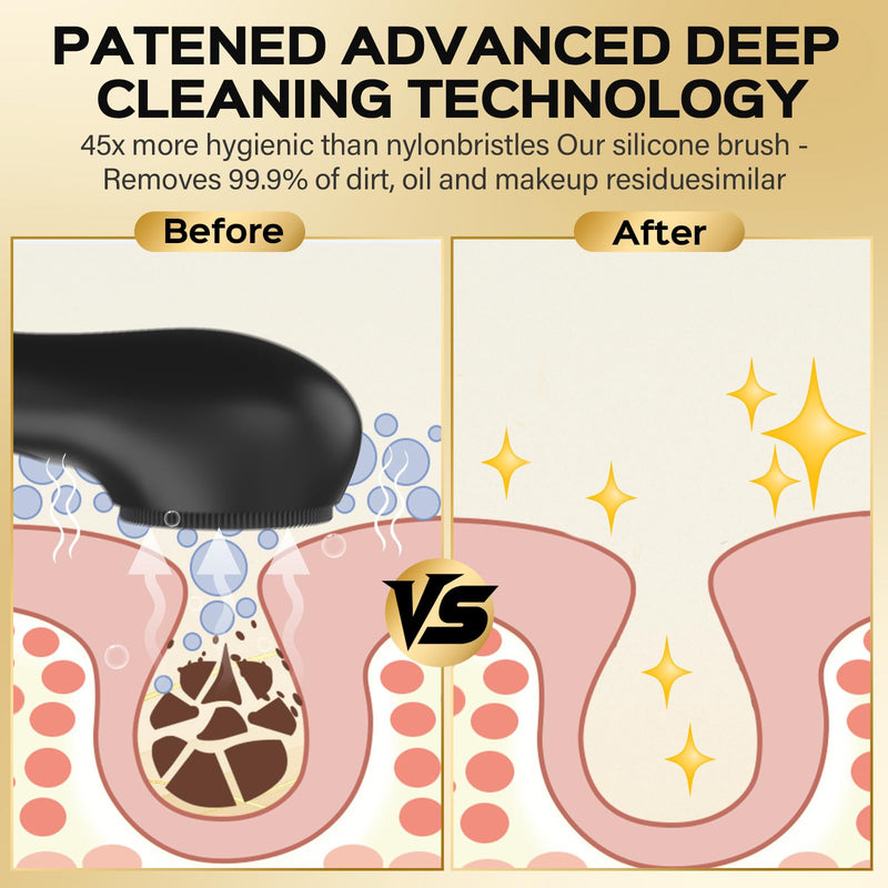 Facial Cleansing Brush with Big Electric Round Brush Head - 2 in 1 Spin and Automatic Foam Patented Tech, Wide Surface Cleaning, Waterproof Rechargeable Face Scrubber for Men and Women