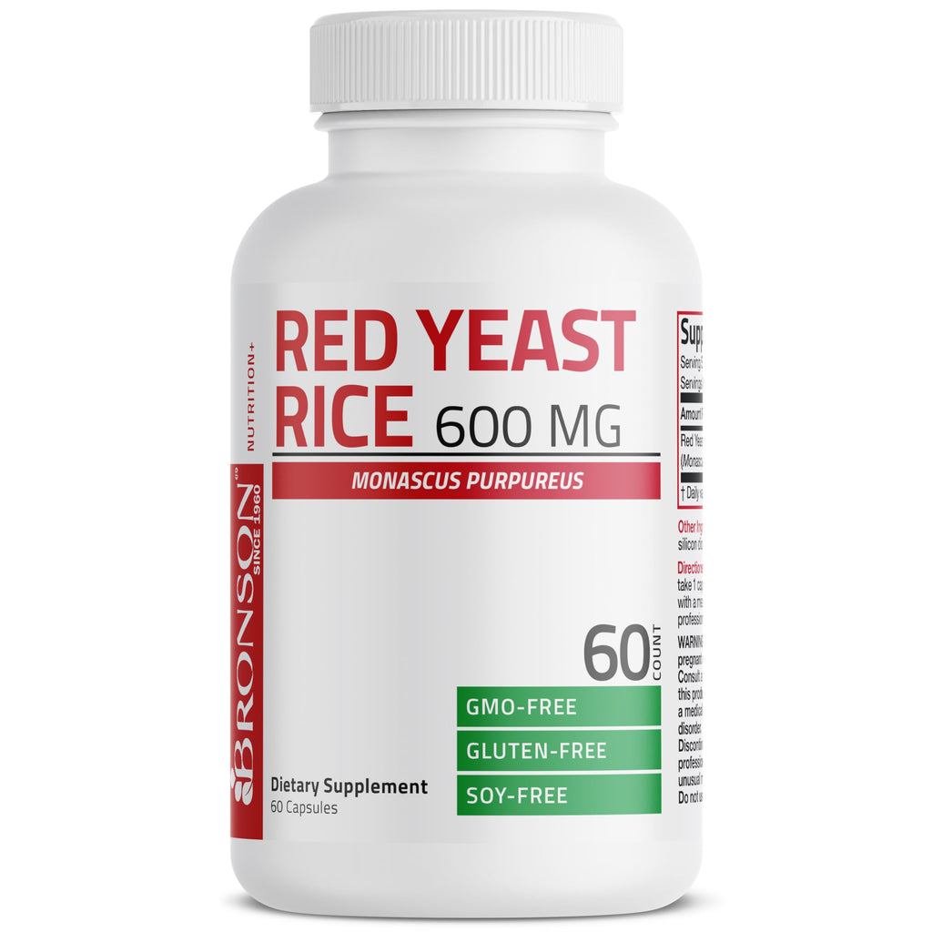 Bronson Red Yeast Rice 600 MG Monascus Purpureus Herbal Health, Non-GMO, 60 Capsules 60 Count (Pack of 1)