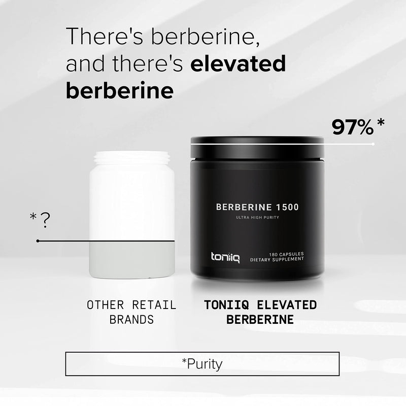 [Australia] - Toniiq Ultra High Strength Berberine 1500mg from The Himalayas Berberine Supplement - 97% Highly Purified and Bioavailable -Wild Harvested-Concentrated Formula HCL -3 Caps Serving-180 Veggie Caps 