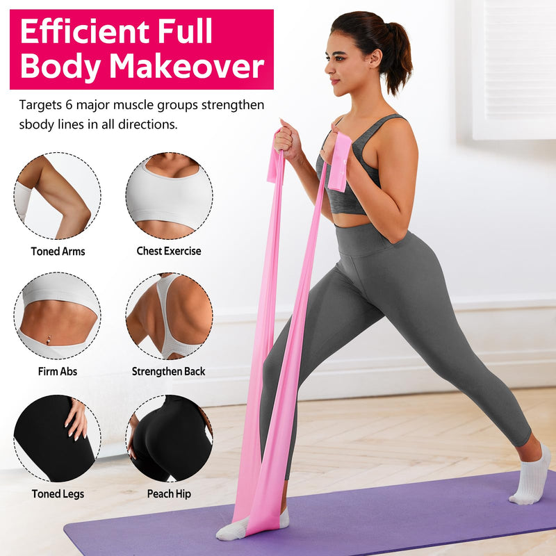 [Australia] - WALITO Resistance Bands for Working Out, Exercise Bands for Women and Men, Workout Bands for Physical Therapy, Stretch, Recovery, Pilates, Rehab, Strength Training and Home Gym 5FT 1.Pink 