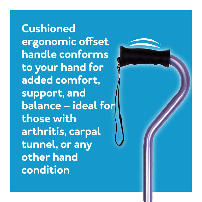 [Australia] - Carex Health Brands Ergo Offset Cane with Soft Cushioned Handle - Adjustable Walking Cane, Blue, 29-38 Inch (Pack of 1) 