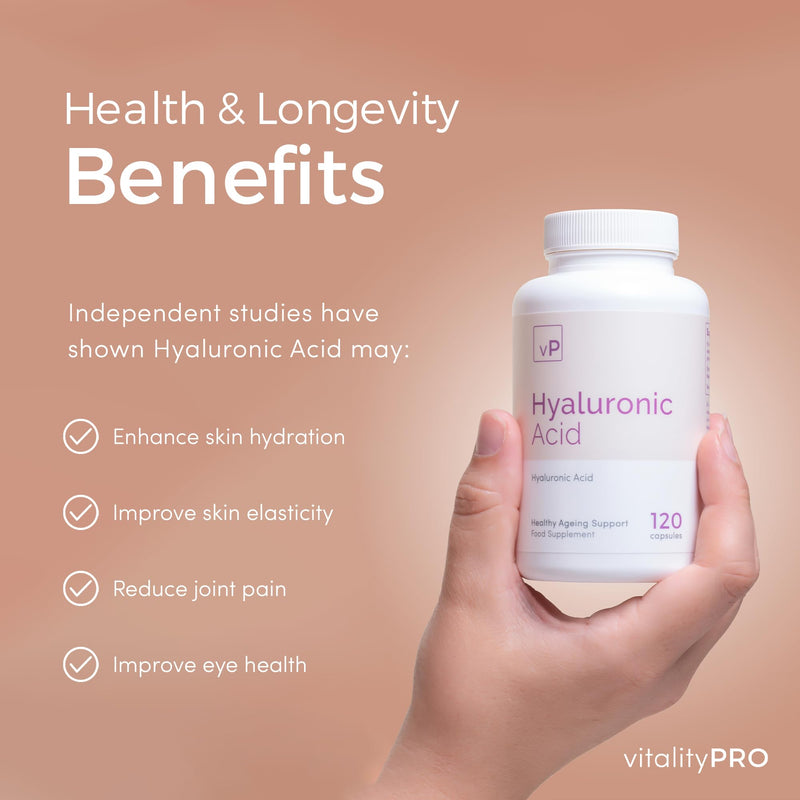 vP Vitality Pro Hyaluronic Acid 316mg x 120 Capsules | Third Party Tested, Over 98.4% Purity, High Molecular Weight Supplement