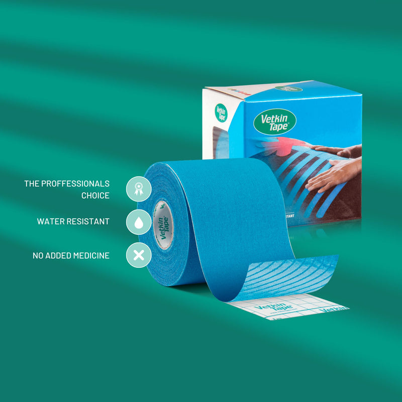 VETKIN VetkinTape Canine & Equine Kinesiology Tape | Veterinary Medical Tape | Vet Wrap for Joint Support & Pet Care | Self Adhesive Bandage Wrap | Blue | 2.4in | (Pack of 1)