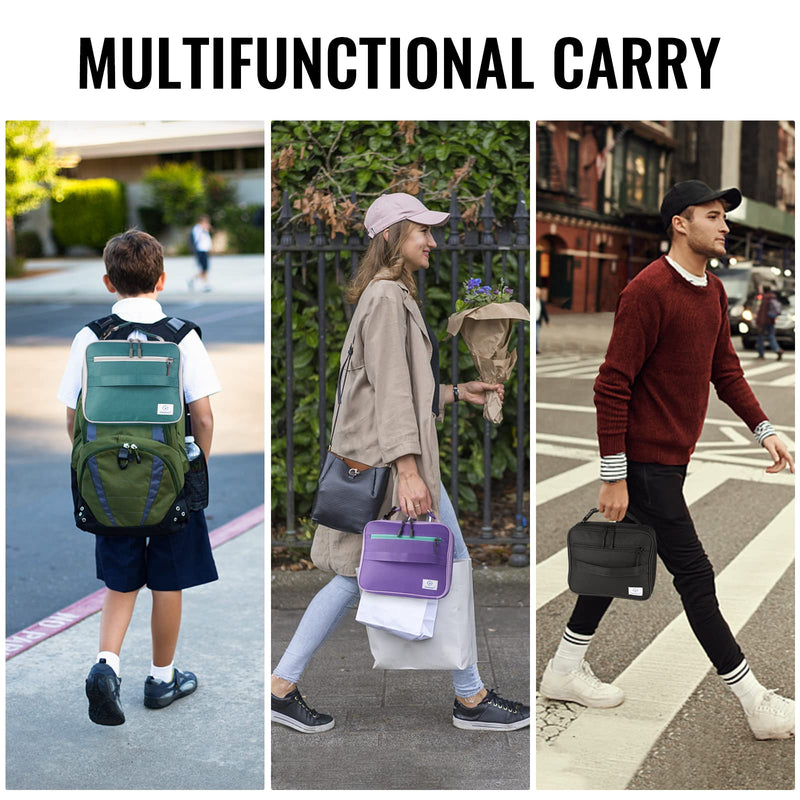 [Australia] - Genteen Insulated Lunch Bag, Lunch Box Kids Double Zipper Kids Lunch Bag,Sturdy Soft Bag & Freezable Lunch Bag - Boys Mens Lunch Bag Reusable Lunch Bag for School,Work,Outdoor(Black) Black 