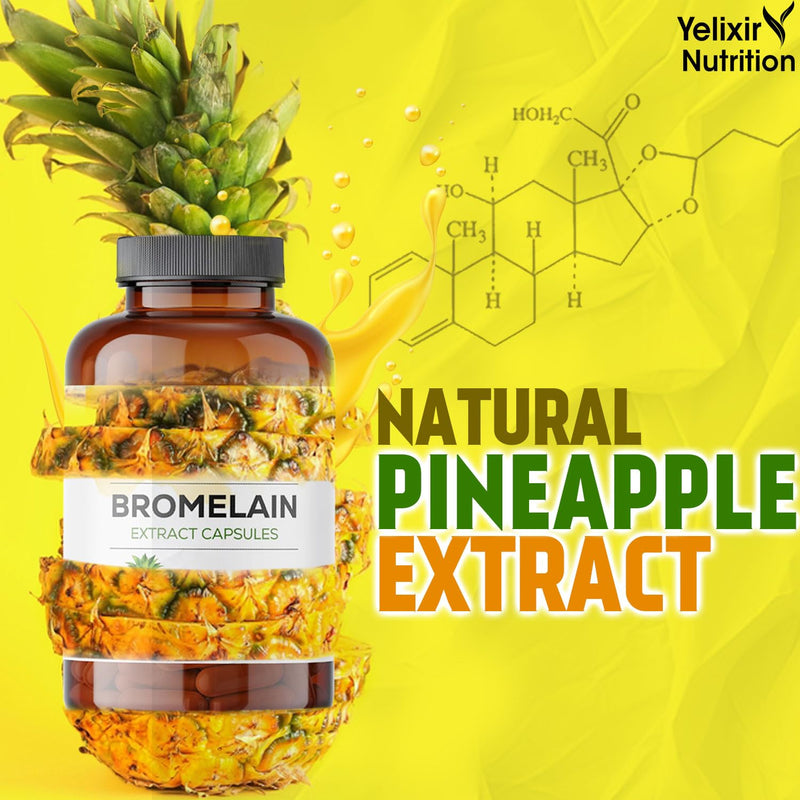 Bromelain Capsules 120 nos (2400 GDU/g), High Strength Digestive Enzyme Pineapple Extract