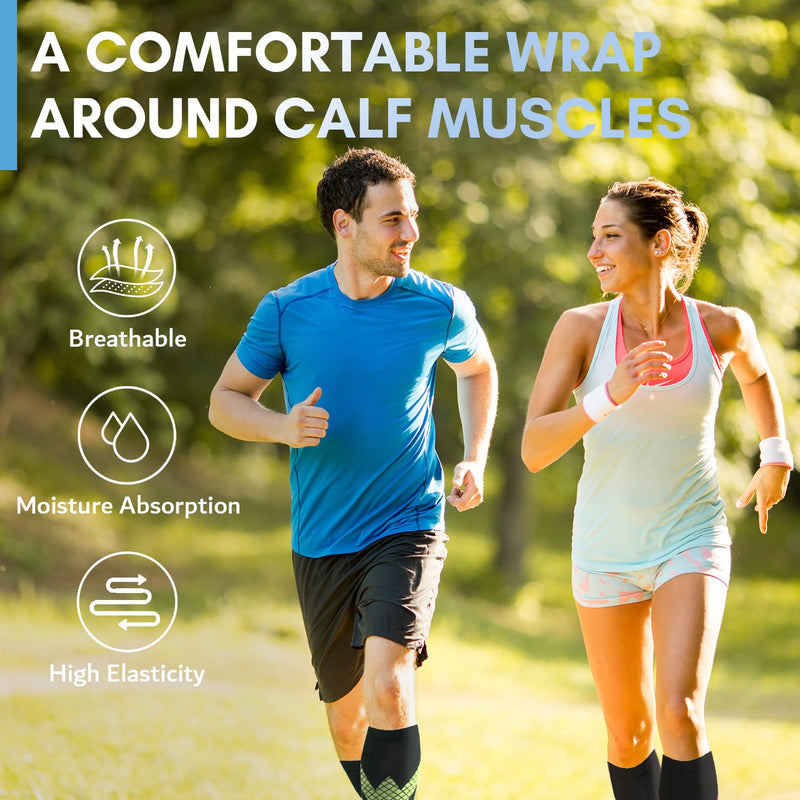 [Australia] - XFUWE Calf Compression Calf Bandage Men's Varicose Veins Stockings Women's Compression Stockings Calves Women's Compression Sleeves Compression Stockings Progressive Pressure 20-30 mmHg L-XL Green 1 