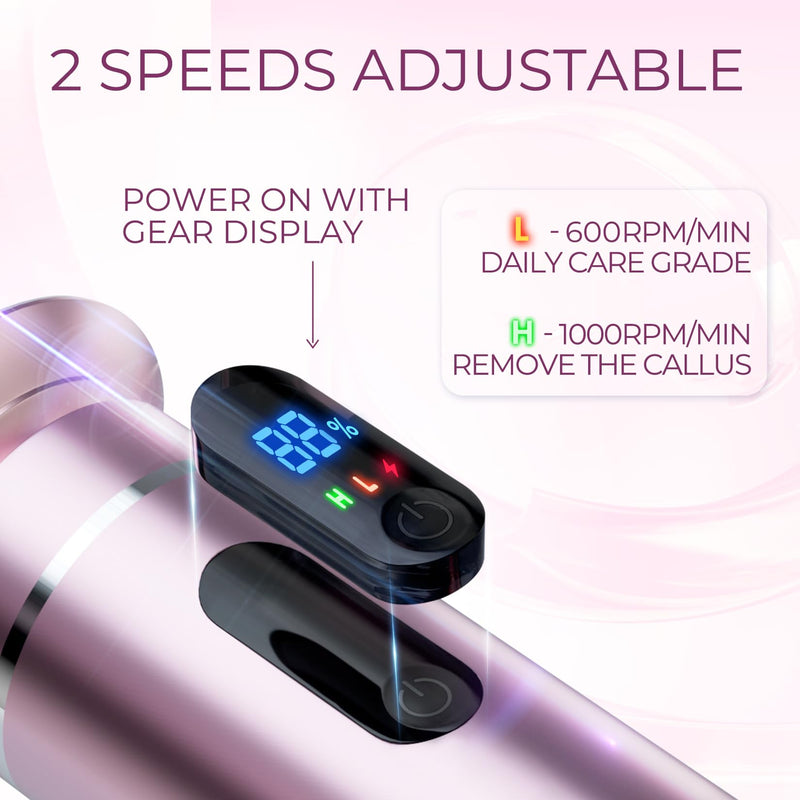 [Australia] - Arofaue Callus Remover Electric Professional Electric Callus Remover Adjustable Speed Rechargeable Pedicure Foot File with 60PCS Replacement Sanding Pads (Pink) Electric Callus Remover Adjustable 