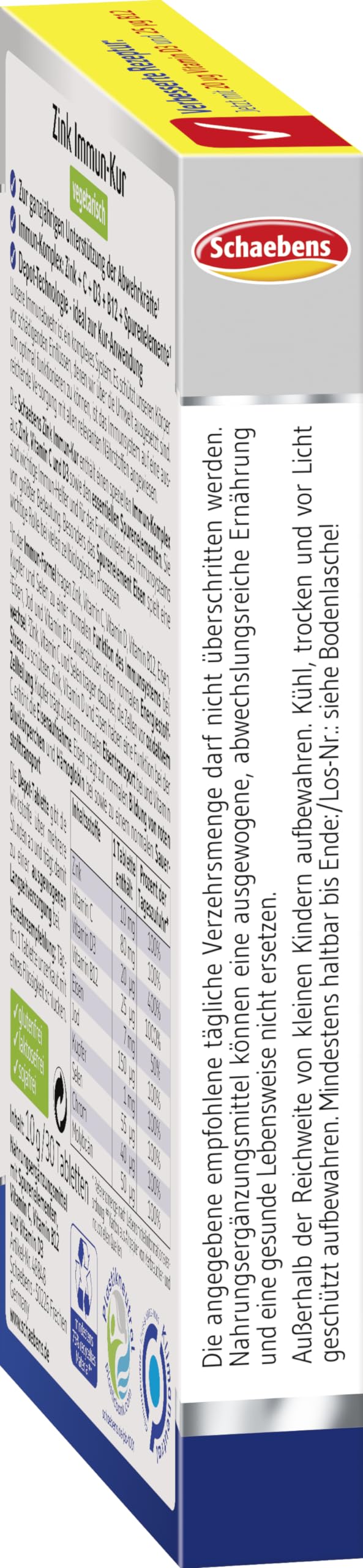 [Australia] - Schaebens Zinc + C + D3 + B12 Immune Treatment + Trace Elements 30 pieces (pack of 1) 