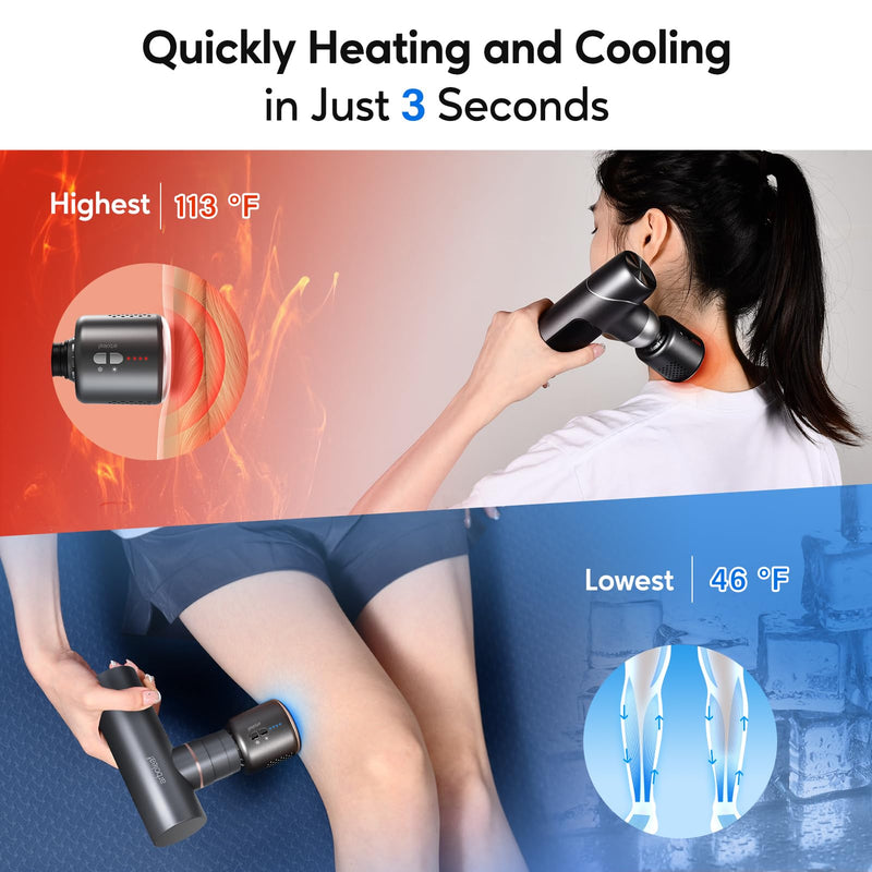 [Australia] - arboleaf Massage Accessories with Heat and Cool, Hot and Cold Massage Head for Muscle Pain Relief Deep Tissue Muscle Massager Accessories Rechargeable Heated Head 