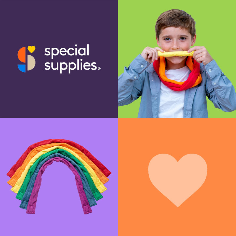 [Australia] - Special Supplies Chew Necklaces for Sensory Kids Boys and Girls, 6 Bands, Soft and Super Absorbent Terry Cloth, Shirt and Clothing Oral Stimulation Alternative, Reusable and Washable 