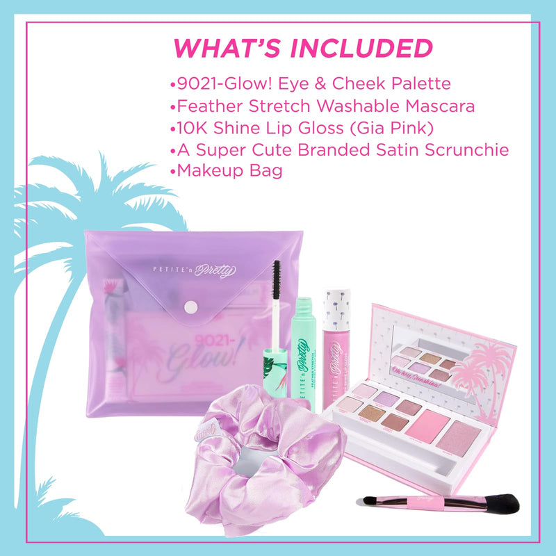[Australia] - Petite ’N Pretty Dream in Color Makeup Set for Kids, Teens, Tweens - 3-in-1 Eye & Cheek Palette (Blush, Eyeshadow, Highlighter) with Brush, Shine Lip Gloss, Feather Stretch Mascara & Satin Scrunchie 