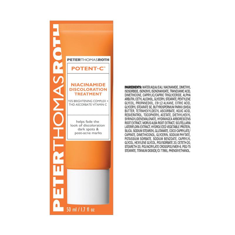 Peter Thomas Roth | Potent-C Niacinamide Discoloration Treatment for Discoloration, Dark Spots and Post-Acne Marks, Intensive Brightening Treatment with Vitamin C and Niacinamide