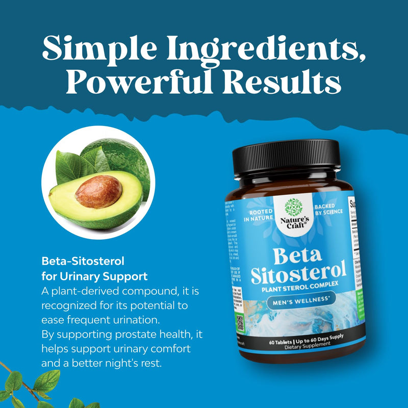 Plant Sterols & Stanols Beta Sitosterol for Men Prostate Supplements - 60ct | Prostate health supplements for men with Beta Sitosterol 500mg Plant Sterols & Stanols 60 Count (Pack of 1)