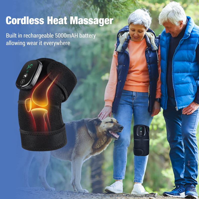 FSA Eligible Knee Massager with Heat and Vibration, Knee Heating Pad for Arthritis with Massage, Heated Knee Brace Wrap Black 1 pcs black 1.0