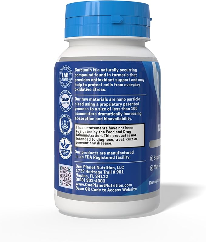 [Australia] - Nano Curcumin 500 mg, Turmeric Curcumin Water Soluble Supplements, Nanoparticle-encapsulated Curcumin, Better Absorption,Non-GMO, Turmeric Capsules - 60 Veggie Capsules Curcumin 500mg 60c 