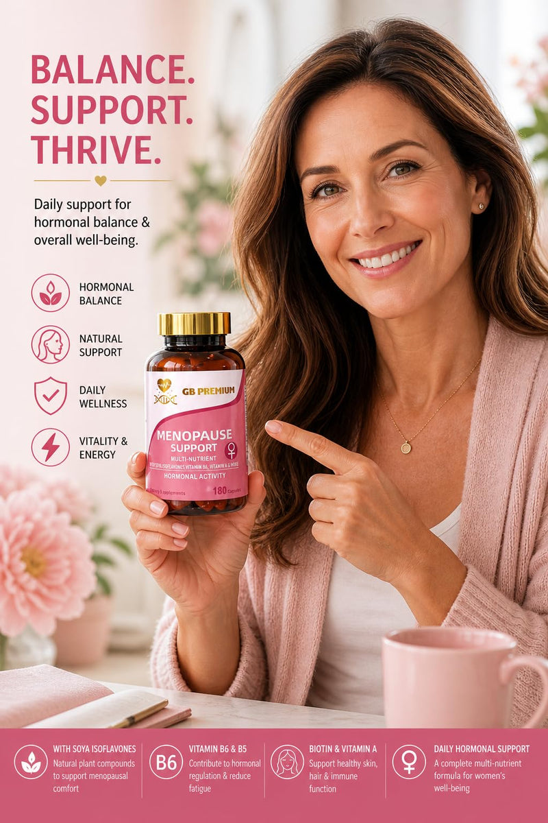 Menopause Support Capsules, Multi-Nutrient Supplement with SOYA Isoflavones, Vitamin B6, Vitamin A & More, 180 Capsules