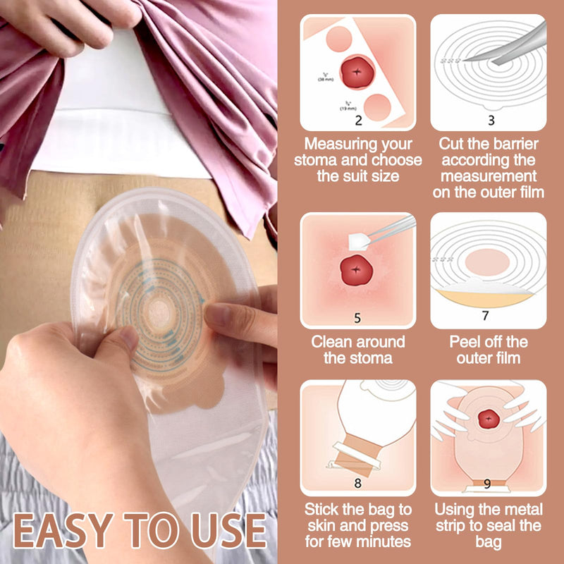[Australia] - Eyourlife 20 PCS Colostomy Bags, Ostomy Bag Colostomy Supplies, One Piece Drainable Pouches with Clamp Closure for Ileostomy Stoma Care, Hydrocolloid & Non-Woven Border, Cut-to-Fit 15-65MM 20 Count (Pack of 1) 