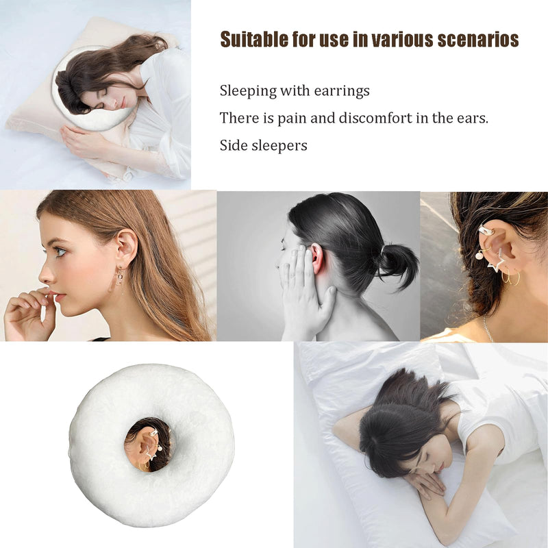 [Australia] - Ear Piercing Pillow for Side Sleepers，Donut Pillow with Ear Hole Ear Covers for Sleeping ，Pillow with arm Hole，Ear Guard Pillow for Ear Pain Ear Pressure (Gray- Silky Satin) Gray- Silky Satin 