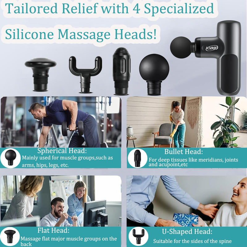 Massager Gun, Heat and Cool Muscle Massager for Back Pain Relief | 5 Attachments, Hot Cold Percussion Massage, Heated Travel Massager Handheld Quiet, Massage Gun for Office, Home, Athletes Slate Gray