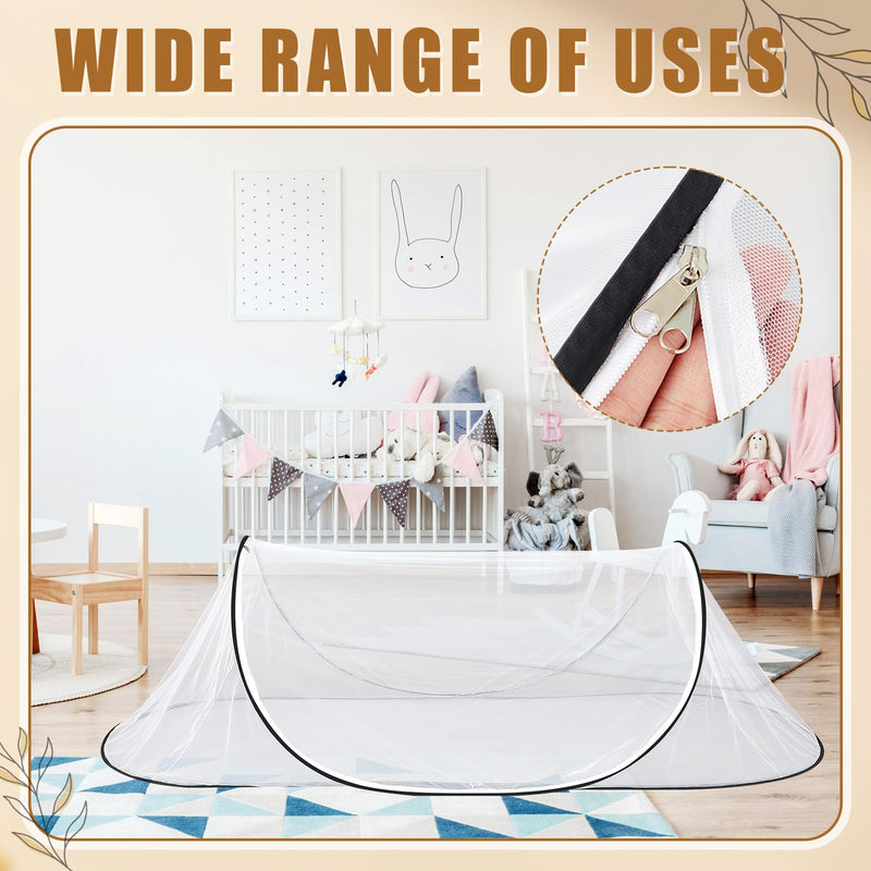 [Australia] - 2 Pcs Large Pop up Mosquito Tent Portable Foldable Mosquito Bug Net for Bed Camping Travel Patio Outdoor 78 * 31 * 22 Inch Bug Netting Mesh Tent Canopy for Adults Baby Bedroom White 