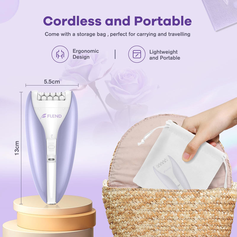 Epilator, Silent Smooth Glide Epilator for Women, 2 Speeds Facial Hair Removal Device with Silent Design, Cordless Rechargeable Hair Removal Epilators for Women Face Legs Bikini Arms Legs