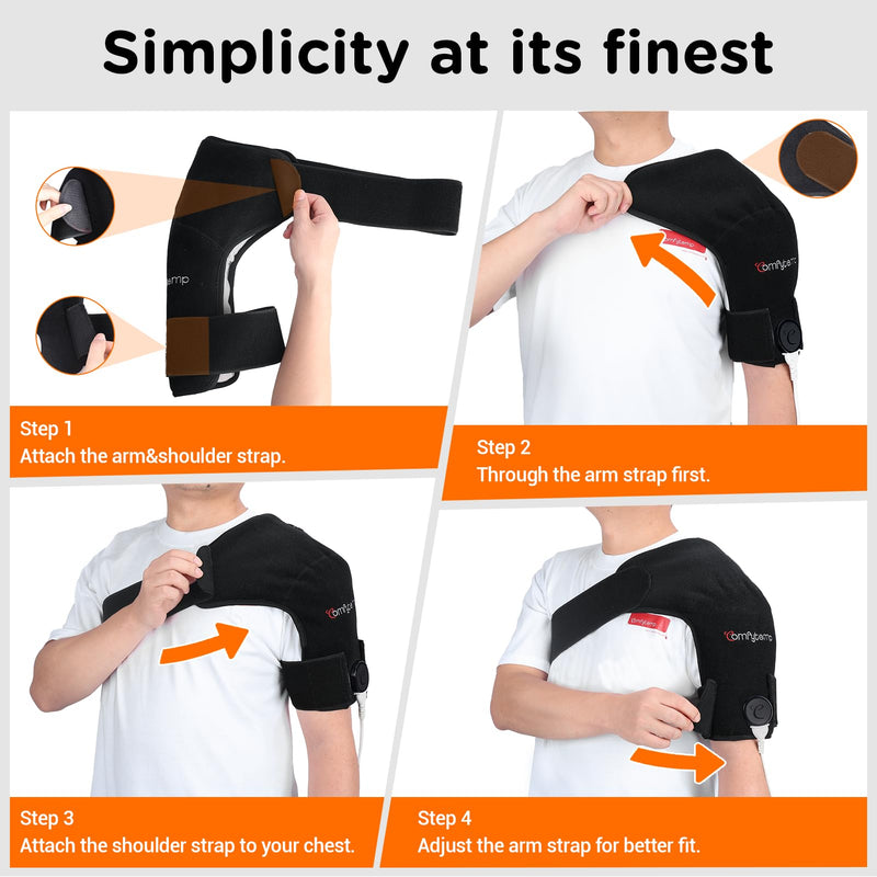 Comfytemp Shoulder Heating Pad for Men Women, S/M | For Rotator Cuff, With Brace, Electric Heated Wrap, 3 Heat Settings, 2H Auto-Off, for Men Women Mom Dad
