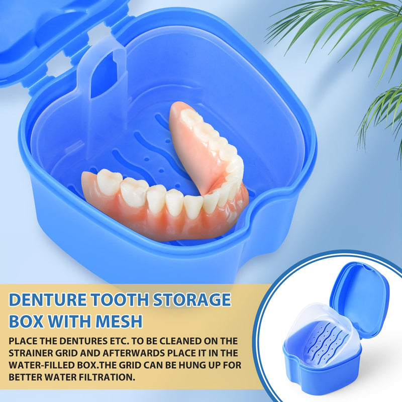 [Australia] - Luxoraiova Pack of 2 denture box denture box denture box portable braces box denture box container storage box with hanging sieve for false teeth storage cleaning 