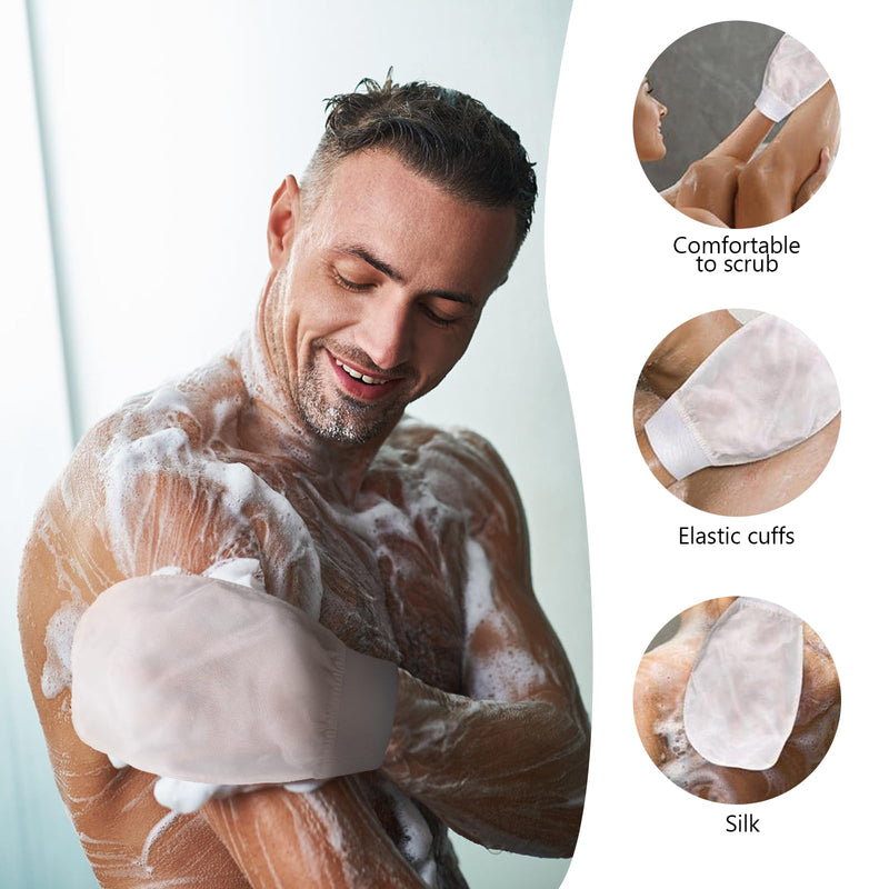 [Australia] - Exfoliating Gloves Pack of 2 Silk Gloves Exfoliating Exfoliating Gloves Body for All Skin Types Suitable for removing dead skin cells 