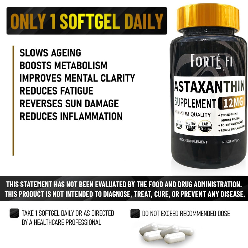 Astaxanthin – High Strength Astaxanthin Antioxidant Supplements for Skin, Eye & Heart Health– 60 Softgels